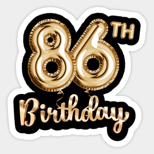 86th Birthday Gifts - Party Balloons Gold Sticker